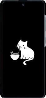 3D пластиковый матовый чехол С милым котом на черном фоне для Samsung Galaxy A51 2020 A515F - 6528m-1827 изображение 