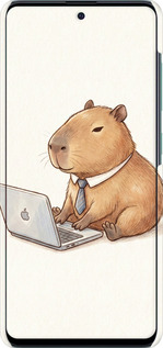 3D пластиковий матовий чехол Funny Capybara CEO Working для Samsung Galaxy A51 2020 A515F - 6777m-1827 изображение 