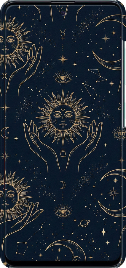 3D пластиковий матовий чехол Celestial Harmony: Sun & Moon Gold Mystic Pattern для Samsung Galaxy A51 2020 A515F - 6778m-1827 изображение 