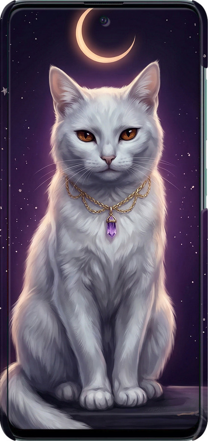 3D пластиковий матовий чехол Mystic White Cat Gothic Dark Purple Gold для Samsung Galaxy A51 2020 A515F - 6805m-1827 изображение 