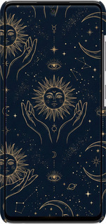 3D пластиковый матовый чехол Celestial Harmony: Sun & Moon Gold Mystic Pattern для Samsung Galaxy A52 - 6778m-2251 изображение 
