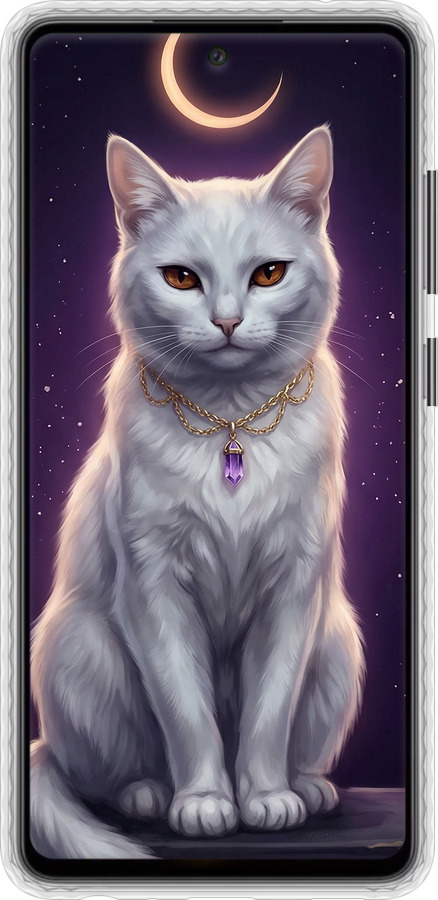 Чехол Bumper чехол Mystic White Cat Gothic Dark Purple Gold для Samsung Galaxy A52 - 6805pc-2251 изображение 