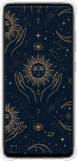 Силикон с усиленными углами чехол Celestial Harmony: Sun & Moon Gold Mystic Pattern для Samsung Galaxy A52 - 6778sp-2251 изображение 