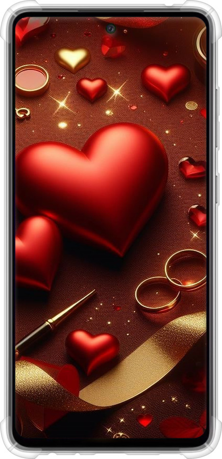 Силикон с усиленными углами чехол Сердечки v3 для Samsung Galaxy A52s 5G A528B - 5833sp-2583 изображение 