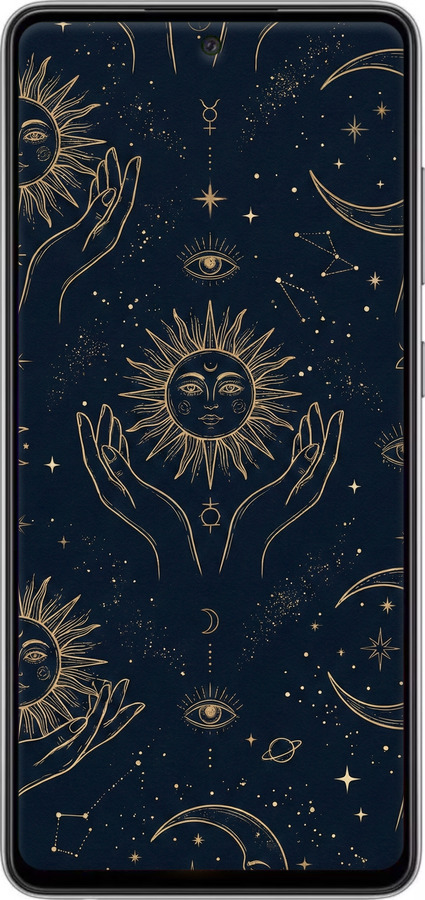 Силиконовый чехол Celestial Harmony: Sun & Moon Gold Mystic Pattern для Samsung Galaxy A52s 5G A528B - 6778u-2583 изображение 