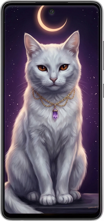 2D пластиковый чехол Mystic White Cat Gothic Dark Purple Gold для Samsung Galaxy A52s 5G A528B - 6805t-2583 изображение 