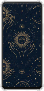 Силіконовий протиударний с посиленими кутами чехол Celestial Harmony: Sun & Moon Gold Mystic Pattern для Samsung Galaxy A53 A536E - 6778sp-2585 изображение 