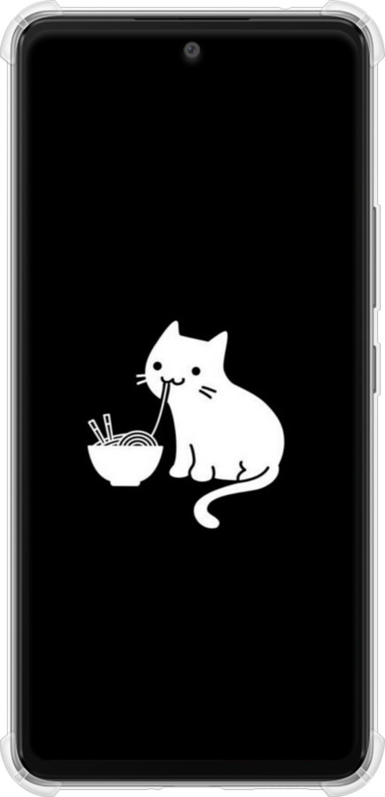 Силикон с усиленными углами чехол С милым котом на черном фоне для Samsung Galaxy A53 A536E - 6528sp-2585 изображение 
