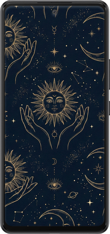 Силиконовый чехол Celestial Harmony: Sun & Moon Gold Mystic Pattern для Samsung Galaxy A53 A536E - 6778u-2585 изображение 