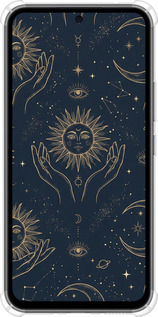 Силикон с усиленными углами чехол Celestial Harmony: Sun & Moon Gold Mystic Pattern для Samsung Galaxy A54 A546E - 6778sp-2935 изображение 