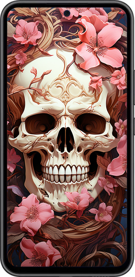 Силіконовий чехол Череп у рожевих квітах для Samsung Galaxy A54 A546E - 5965u-2935 изображение 