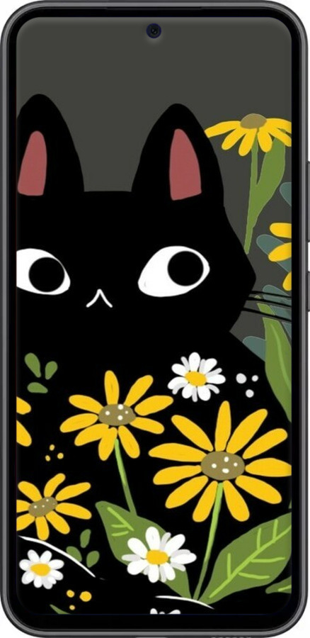 Силиконовый чехол Черный кот с цветами для Samsung Galaxy A54 A546E - 6448u-2935 изображение 