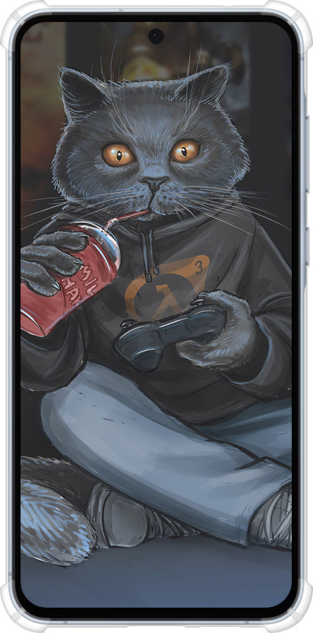 Силіконовий протиударний с посиленими кутами чехол gamer cat для Samsung Galaxy A55 - 4140sp-3617 изображение 