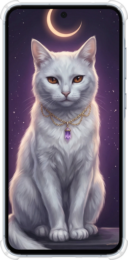 Силіконовий протиударний с посиленими кутами чехол Mystic White Cat Gothic Dark Purple Gold для Samsung Galaxy A55 - 6805sp-3617 изображение 