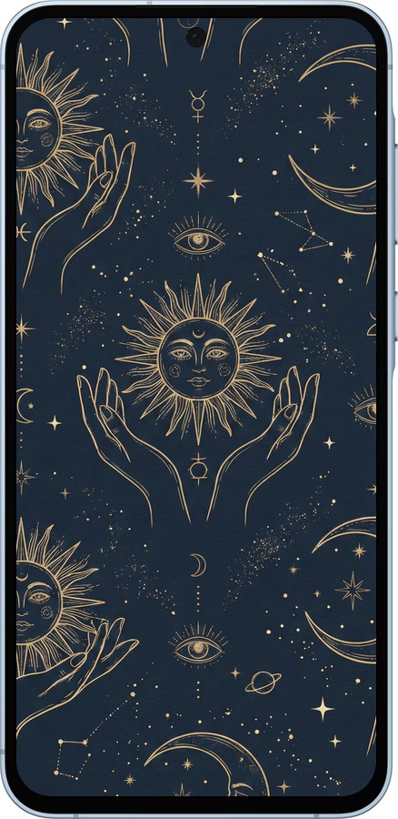 Силіконовий чехол Celestial Harmony: Sun & Moon Gold Mystic Pattern для Samsung Galaxy A55 - 6778u-3617 изображение 