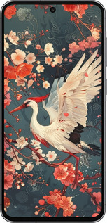 TPU чехол Сакура и аист для Samsung Galaxy A56 - 6108b-3882 изображение 