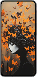 Силиконовый чехол Чехол для телефона Девушка с оранжевыми бабочками для Samsung Galaxy A56 - 5940u-3882 изображение 