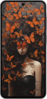 Силиконовый чехол Девушка с оранжевыми бабочками для Samsung Galaxy A56 - 5941u-3882 изображение 