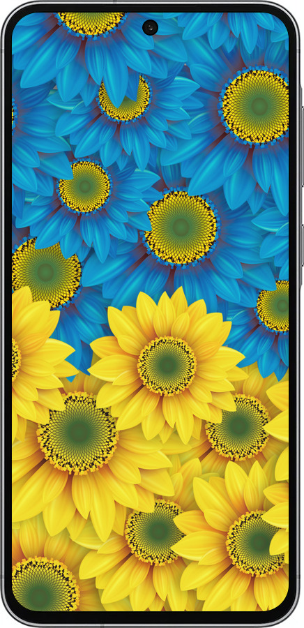 Силиконовый чехол Жёлто-голубые цветы для Samsung Galaxy A56 - 1048u-3882 изображение 