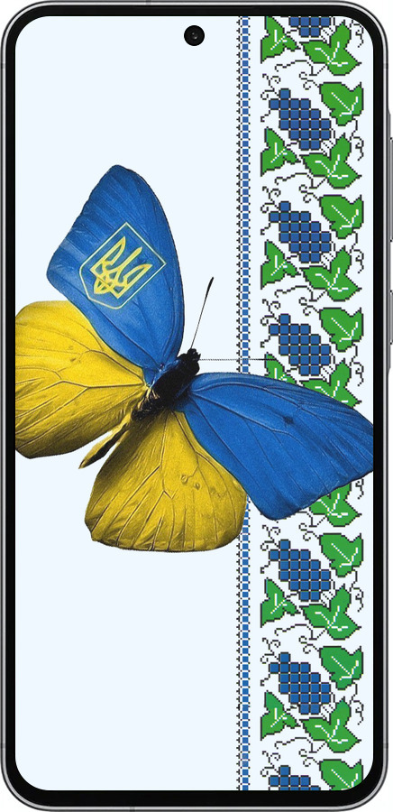 Силіконовий чехол Жовто-блакитний метелик  для Samsung Galaxy A56 - 1054u-3882 изображение 