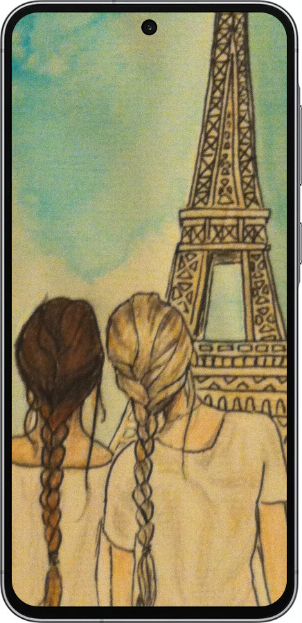 Силиконовый чехол Девушки в Париже для Samsung Galaxy A56 - 3980u-3882 изображение 