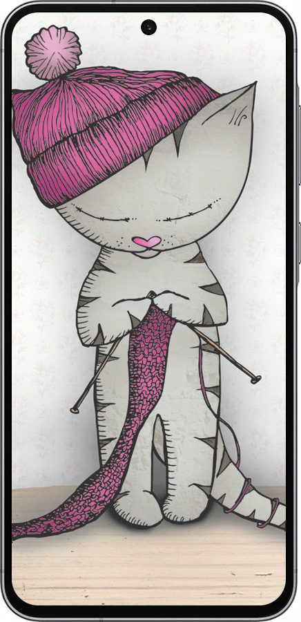 Силиконовый чехол Кошка рукодельница для Samsung Galaxy A56 - 4056u-3882 изображение 