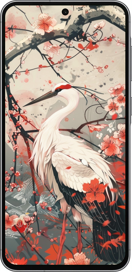 Силиконовый чехол Аист в цвету сакуры для Samsung Galaxy A56 - 6109u-3882 изображение 