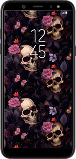 TPU чехол Черепа и розы для Samsung Galaxy A6 2018 - 6316b-1480 изображение 