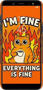 3D пластиковый матовый чехол Funny Cat для Samsung Galaxy A6 2018 - 6786m-1480 изображение 