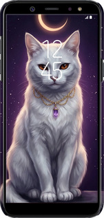 3D пластиковый матовый чехол Mystic White Cat Gothic Dark Purple Gold для Samsung Galaxy A6 2018 - 6805m-1480 изображение 