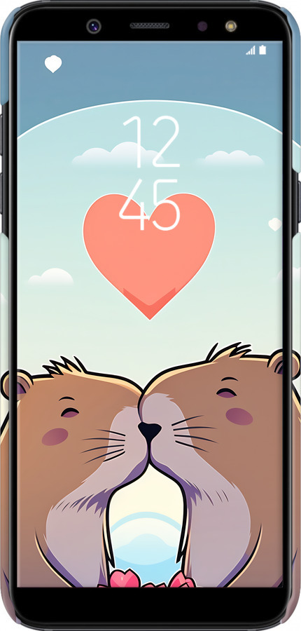 3D пластиковий матовий чехол Капібара кохання для Samsung Galaxy A6 2018 - 6027m-1480 изображение 