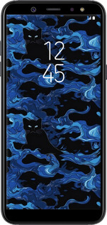 TPU чехол Абстрактный узор черных котов на синем фоне для Samsung Galaxy A6 Plus 2018 - 6525b-1495 изображение 