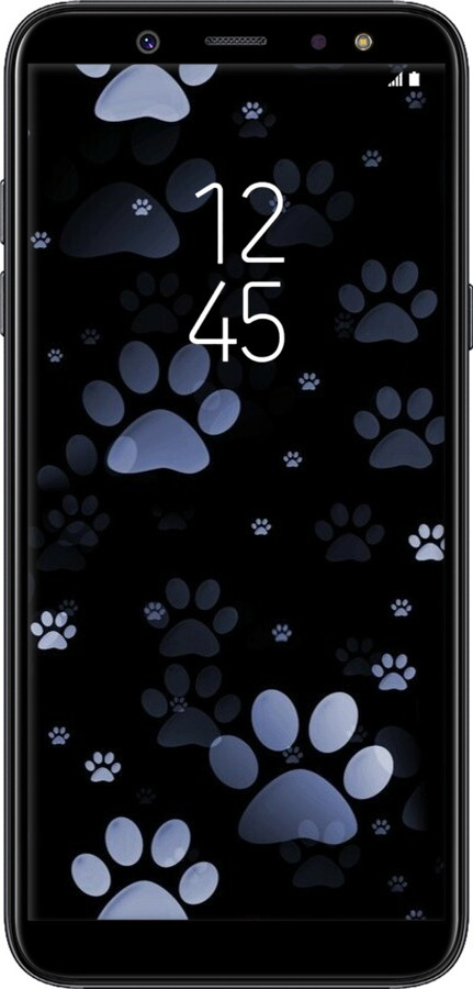 TPU чехол С синими отпечатками лап для Samsung Galaxy A6 Plus 2018 - 6441b-1495 изображение 
