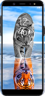3D пластиковый матовый чехол Тигр для Samsung Galaxy A6 Plus 2018 - 6016m-1495 изображение 