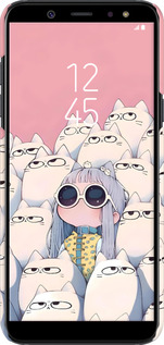 3D пластиковый матовый чехол Малышка с котами для Samsung Galaxy A6 Plus 2018 - 6295m-1495 изображение 