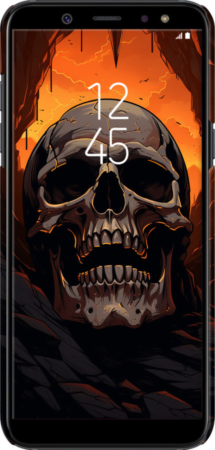 3D пластиковый матовый чехол Череп в пещере для Samsung Galaxy A6 Plus 2018 - 5959m-1495 изображение 