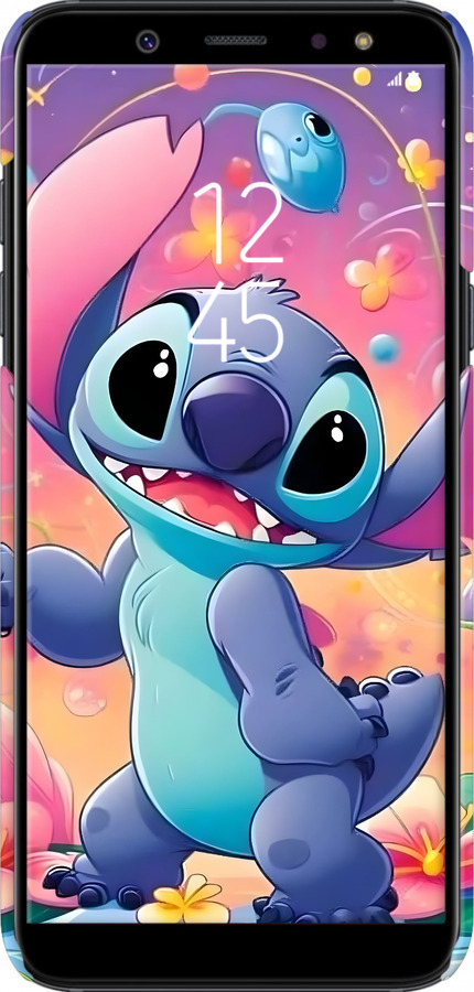 3D пластиковый матовый чехол Стич 2 для Samsung Galaxy A6 Plus 2018 - 6371m-1495 изображение 