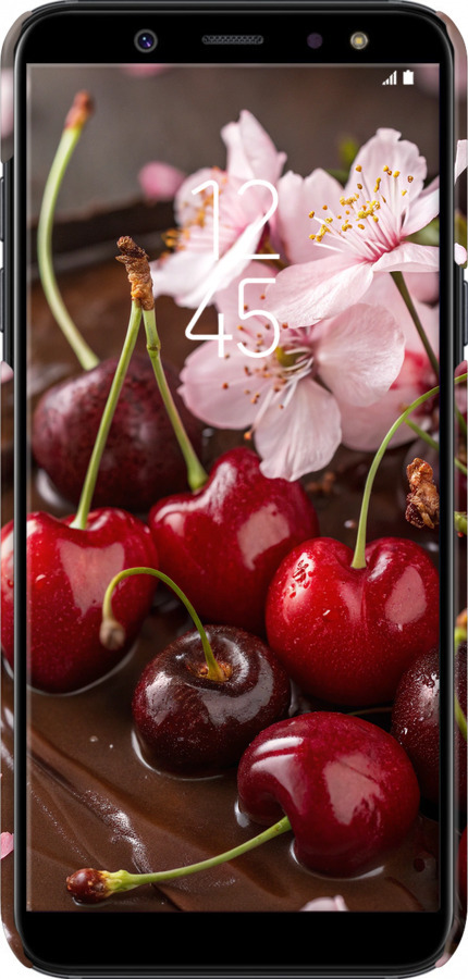 3D пластиковий матовий чехол Вишня у шоколаді для Samsung Galaxy A6 Plus 2018 - 6698m-1495 изображение 