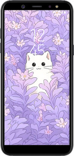 2D пластиковый чехол Котик в цветах для Samsung Galaxy A6 Plus 2018 - 6390t-1495 изображение 