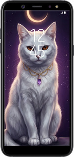 Силиконовый чехол Mystic White Cat Gothic Dark Purple Gold для Samsung Galaxy A6 Plus 2018 - 6805u-1495 изображение 