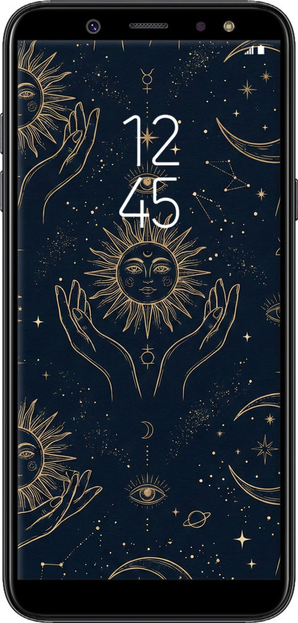 Силиконовый чехол Celestial Harmony: Sun & Moon Gold Mystic Pattern для Samsung Galaxy A6 Plus 2018 - 6778u-1495 изображение 