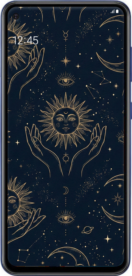 Силіконовий чехол Celestial Harmony: Sun & Moon Gold Mystic Pattern для Samsung Galaxy A60 2019 A606F - 6778u-1699 изображение 