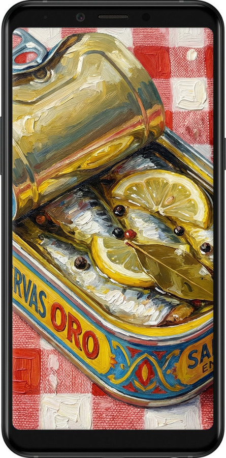 Силиконовый чехол Vintage Sardine Tin Phone для Samsung Galaxy A6s - 6772u-1604 изображение 