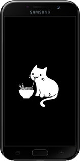 3D пластиковый матовый чехол С милым котом на черном фоне для Samsung Galaxy A7 (2017) - 6528m-445 изображение 