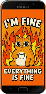 3D пластиковый матовый чехол Funny Cat для Samsung Galaxy A7 (2017) - 6786m-445 изображение 