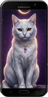3D пластиковый матовый чехол Mystic White Cat Gothic Dark Purple Gold для Samsung Galaxy A7 (2017) - 6805m-445 изображение 