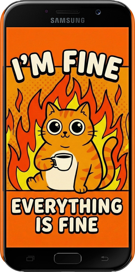 3D пластиковый матовый чехол Funny Cat для Samsung Galaxy A7 (2017) - 6786m-445 изображение 