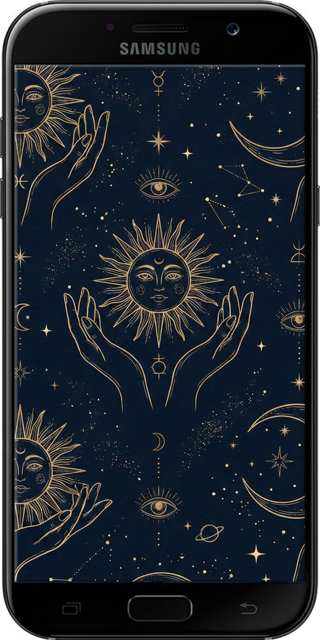 2D пластиковый чехол Celestial Harmony: Sun & Moon Gold Mystic Pattern для Samsung Galaxy A7 (2017) - 6778t-445 изображение 