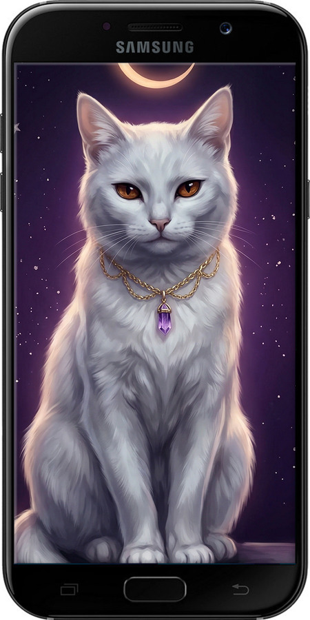 2D пластиковый чехол Mystic White Cat Gothic Dark Purple Gold для Samsung Galaxy A7 (2017) - 6805t-445 изображение 