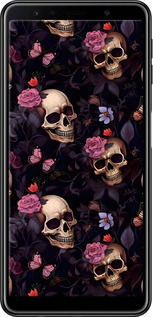 TPU чехол Черепа и розы для Samsung Galaxy A7 (2018) A750F - 6316b-1582 изображение 